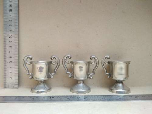 Vintage! - Set Of 3 - Silver Alloy? - Miniature Trophy Cups
