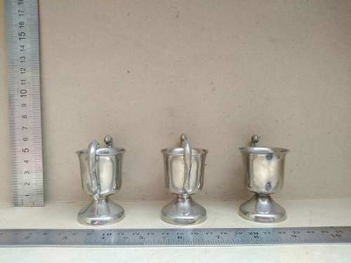 Vintage! - Set Of 3 - Silver Alloy? - Miniature Trophy Cups