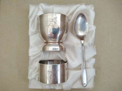 Vintage! - Angora England - Silver Plated - Baby Gift Set