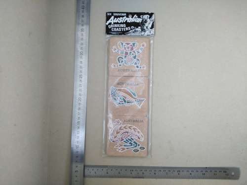 Vintage! - Set Of Six - Australian Souvenir Cork Drinking Coasters