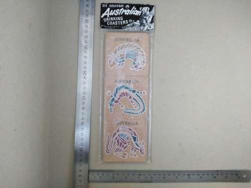 Vintage! - Set Of Six - Australian Souvenir Cork Drinking Coasters