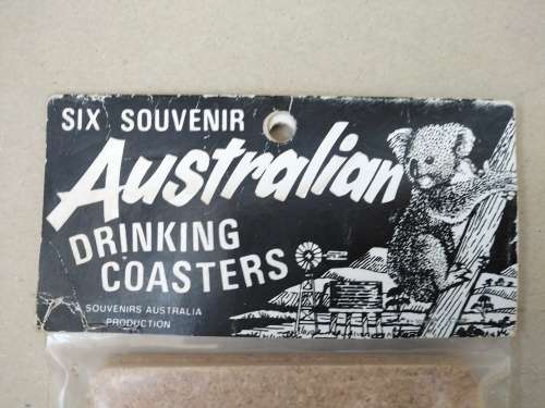 Vintage! - Set Of Six - Australian Souvenir Cork Drinking Coasters
