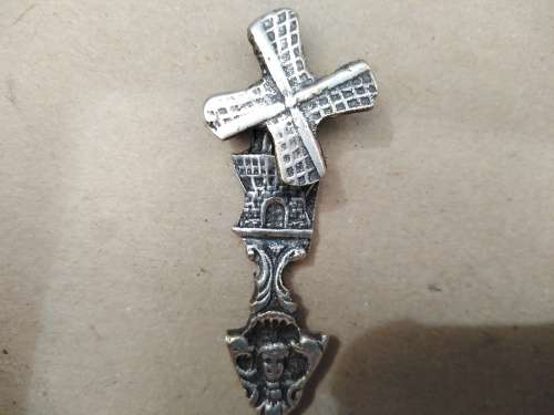 Vintage! - Dutch Set - Scenic Repousse - Silver Plated - Windmill - Sugar Spoon And Cake Lifter