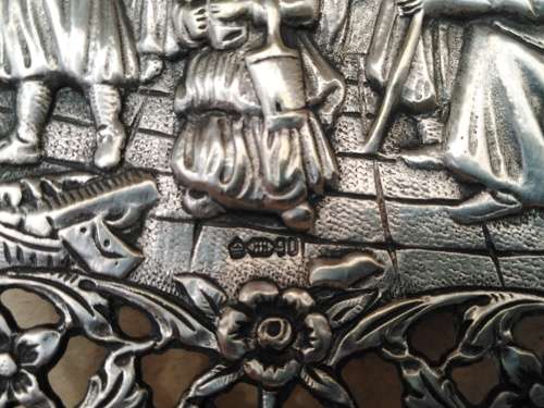 Vintage! - Dutch Set - Scenic Repousse - Silver Plated - Windmill - Sugar Spoon And Cake Lifter