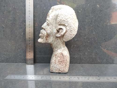 African! - Hand Carved - Stone Tribal Bust Of An Old Man With Goatee