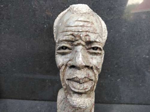 African! - Hand Carved - Stone Tribal Bust Of An Old Man With Goatee