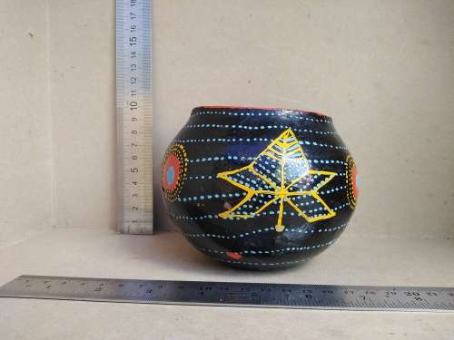 African Zulu Beer Pots - Set of 3 - Hand Painted Geometric Dot Art - Clay Ukhamba