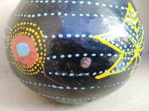 African Zulu Beer Pots - Set of 3 - Hand Painted Geometric Dot Art - Clay Ukhamba