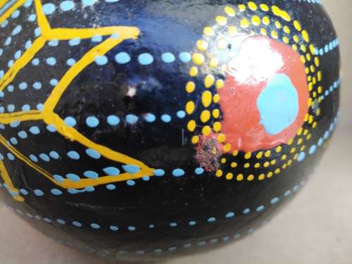 African Zulu Beer Pots - Set of 3 - Hand Painted Geometric Dot Art - Clay Ukhamba