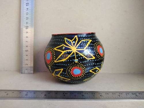 African Zulu Beer Pots - Set of 3 - Hand Painted Geometric Dot Art - Clay Ukhamba