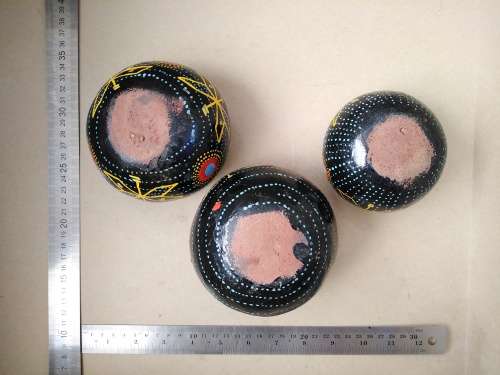 African Zulu Beer Pots - Set of 3 - Hand Painted Geometric Dot Art - Clay Ukhamba