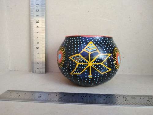 African Zulu Beer Pots - Set of 3 - Hand Painted Geometric Dot Art - Clay Ukhamba