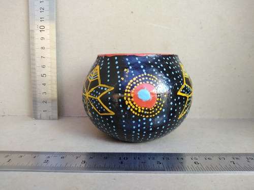 African Zulu Beer Pots - Set of 3 - Hand Painted Geometric Dot Art - Clay Ukhamba