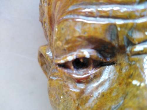 Hand-Carved! African Varnished Stone Bust - Middle Aged Man Sculpture