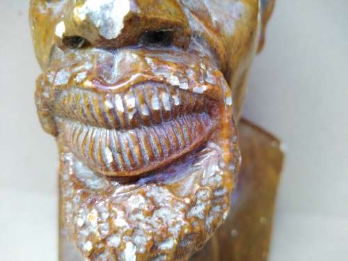 Hand-Carved! African Varnished Stone Bust - Middle Aged Man Sculpture