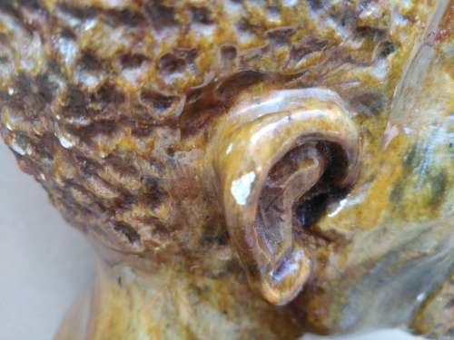 Hand-Carved! African Varnished Stone Bust - Middle Aged Man Sculpture