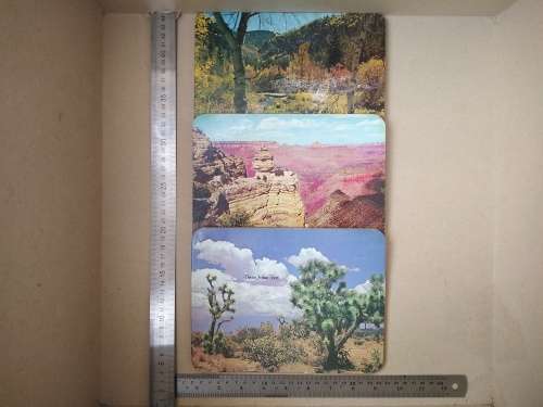 Vintage! Set Of 3 `Hot-Plaque` - Scenic - Cork Backed - Hot Pads / Wall Plaques