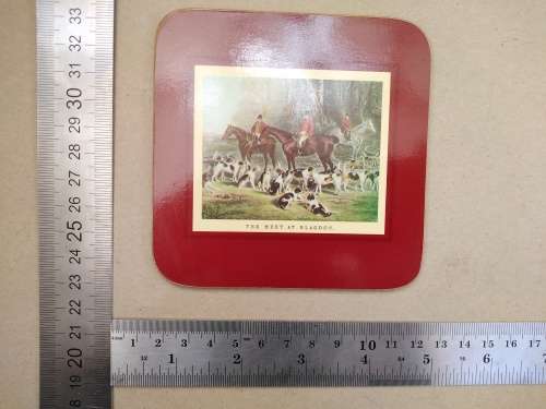 Vintage! Set Of 6 `Clover Leaf` - Old Hunting Scenic - Cork Backed - Coasters