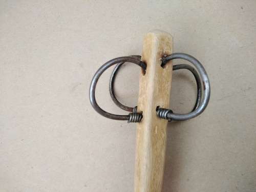 Africana! Traditional `Twirl Stick` - Wooden Pap Porridge Stirring Utensil With Metal Hoops