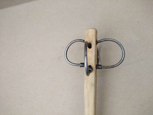 Africana! Traditional `Twirl Stick` - Wooden Pap Porridge Stirring Utensil With Metal Hoops