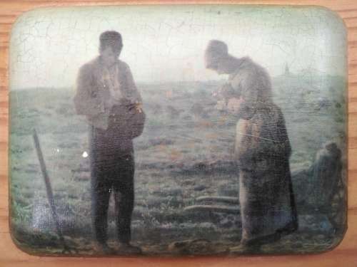 Vintage! `The Angelus,` By Jean Francois Millet - Embossed Wood Mounted Lithograph