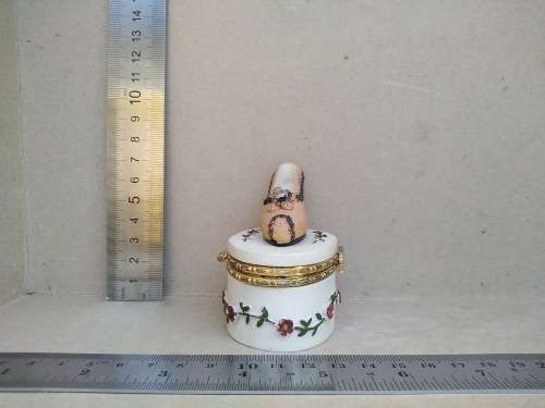 Vintage! Oval HInged Ceramic - High Heel Shoe - Flowered Trinket Box