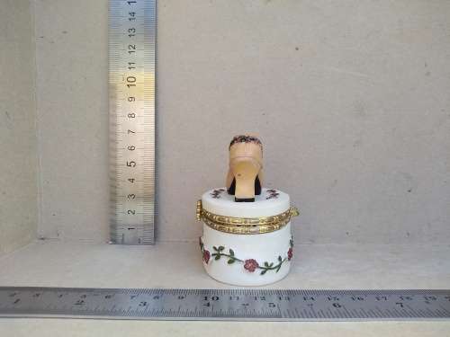 Vintage! Oval HInged Ceramic - High Heel Shoe - Flowered Trinket Box