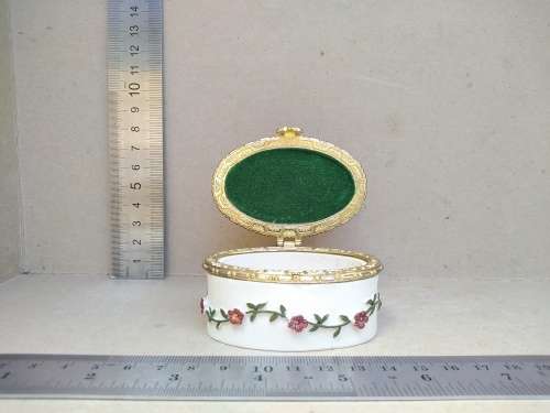 Vintage! Oval HInged Ceramic - High Heel Shoe - Flowered Trinket Box