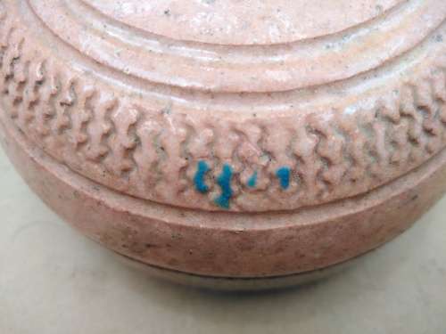 Vintage! Hand Made - Round Stoneware - Pottery Art - Trinket Box