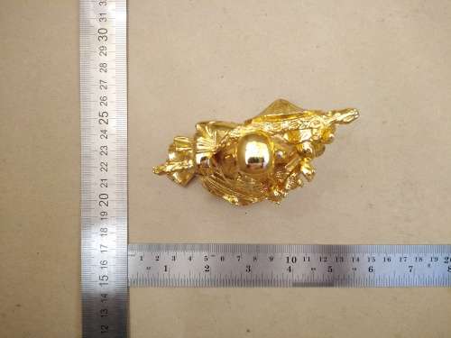 Chinese -Feng Shui - Standing Laughing Hotei Golden Buddha With Coins