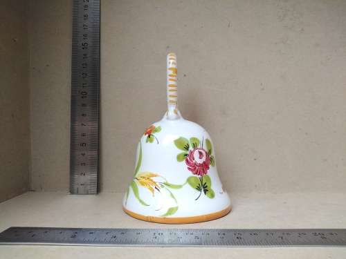 Vintage! - Italian - Ceramic Hand Painted - Table Bell (Signed) (Repaired)