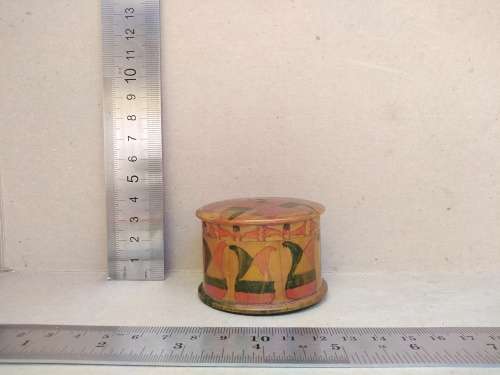 Vintage! Small Round - Turned Wooden - Trinket Box