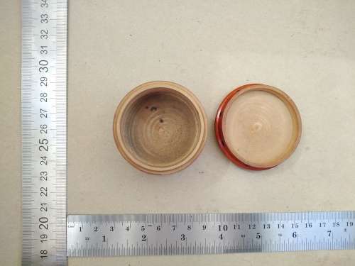 Vintage! Small Round - Turned Wooden - Trinket Box