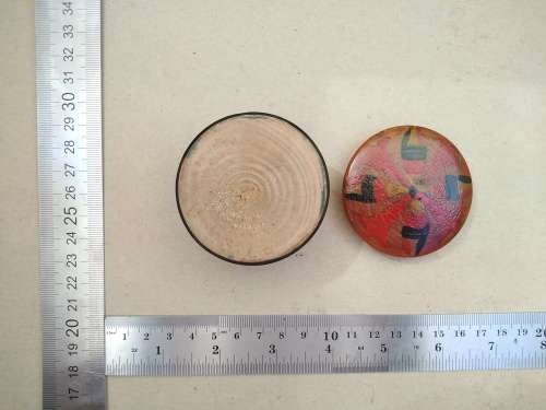 Vintage! Small Round - Turned Wooden - Trinket Box