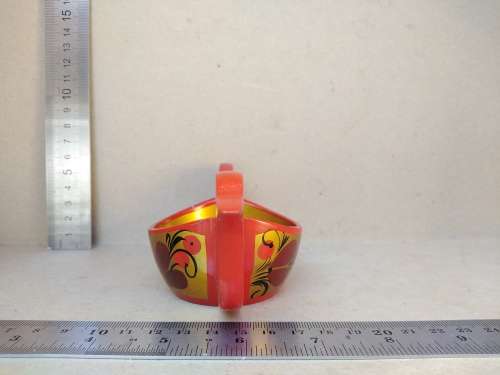Vintage! Russian - Khokhloma Lacquered - Bird-Shaped - Salt Cellar