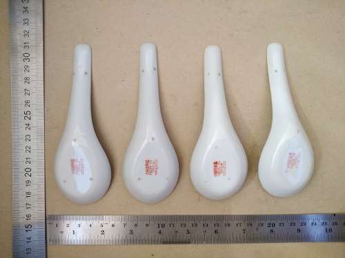 Vintage! Mun Shou - Porcelain Chinese - Set Of 4 Soup Spoons