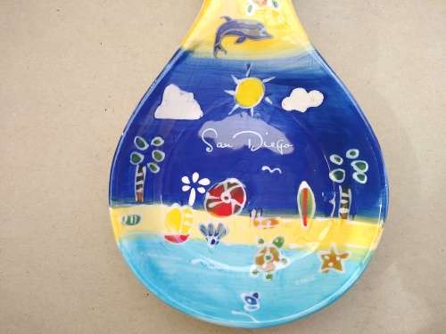 Vintage! San Diego - Hand Painted - Beach Scene - Spoonrest