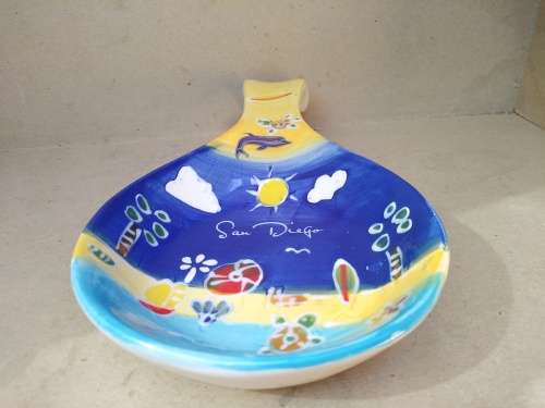 Vintage! San Diego - Hand Painted - Beach Scene - Spoonrest