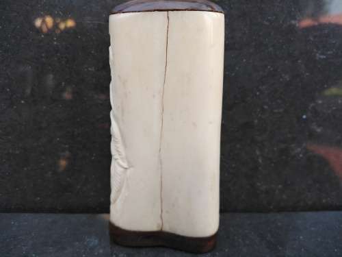 Africana! Zimbabwe Ndebele Art - Hand Carved Bone Salt & Pepper Shakers - Elephant Design