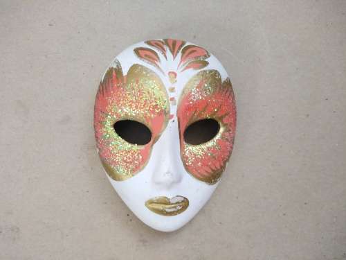 Vintage! Pair Of Miniature Ceramic Venetian Carnival Masks.