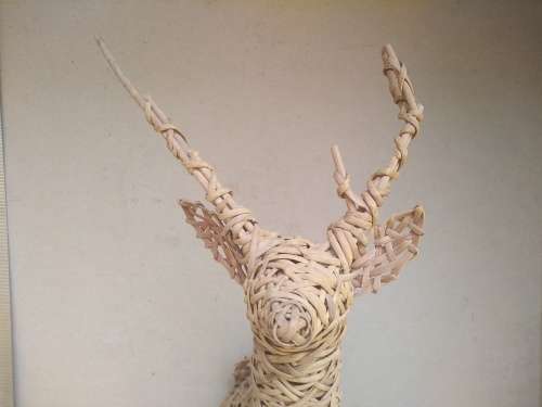 Vintage!  Wicker Reindeer - Rattan Deer - Christmas Mantel Table Figure