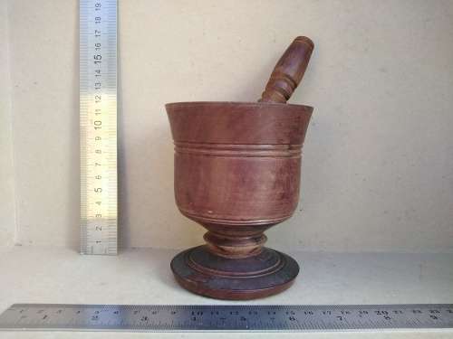 Vintage!  Hand Turned Heavy Hardwood - Teak? -Mortar And Pestle
