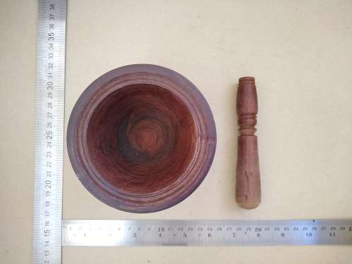 Vintage!  Hand Turned Heavy Hardwood - Teak? -Mortar And Pestle