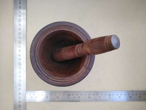 Vintage!  Hand Turned Heavy Hardwood - Teak? -Mortar And Pestle