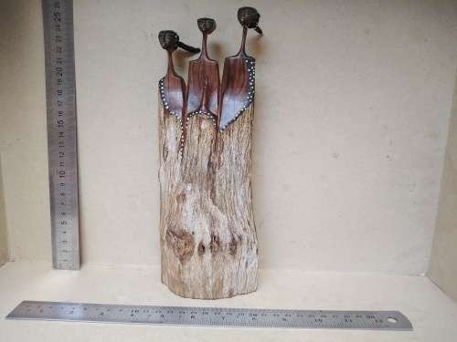 Vintage! Mozambique Sandalwood Carving - 3 Sisters (1 Missing Head)