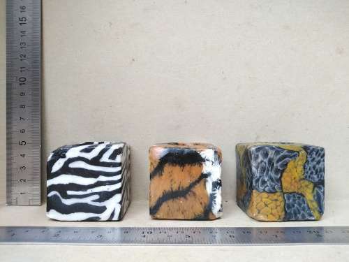 Africana! Swaziland - Millefiori Candle Art - Set Of 3 Cube Candles