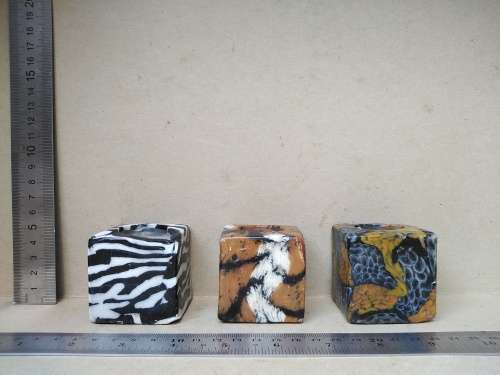 Africana! Swaziland - Millefiori Candle Art - Set Of 3 Cube Candles