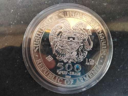 SALE! - .999 Fine Silver - 1 Oz - 2016 Armenian Noah`s Ark - Encapsulated