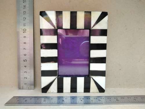 Vintage! - Made In India - Hand Made - Horn And Bone - Photo Frame - Striped