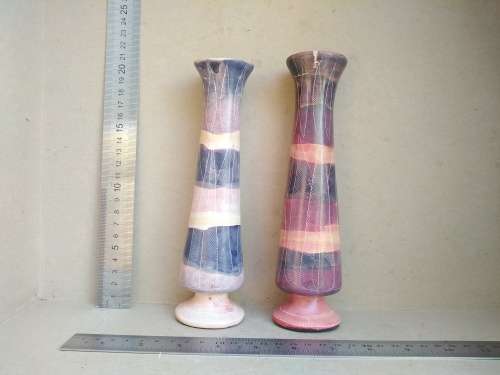 Africana! Kenya - Hand Carved - Colored Soapstone - Bud Vases And Eggs